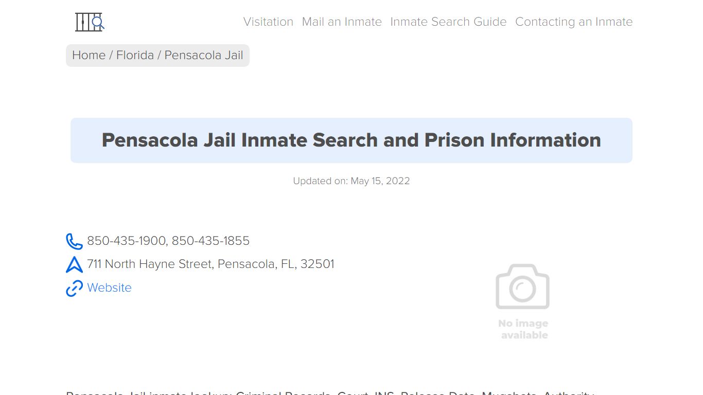 Pensacola Jail Inmate Search, Visitation, Phone no ...