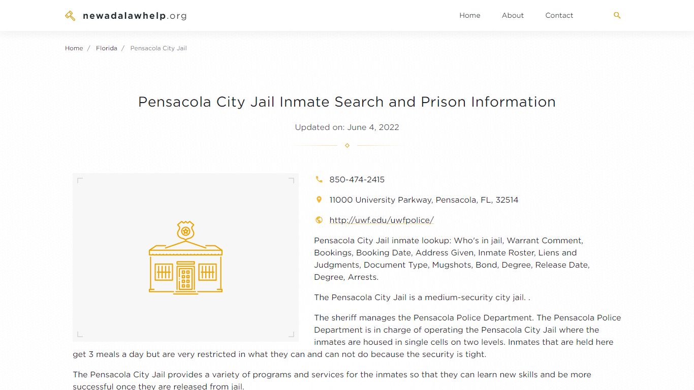 Pensacola City Jail Inmate Search, Visitation, Phone no ...